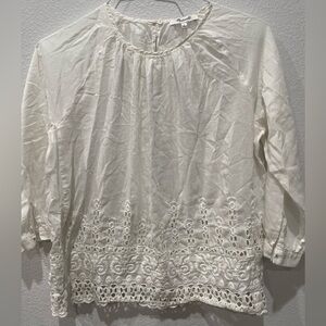 Madewelll Cotton Blend Pintuck Peasant Top
